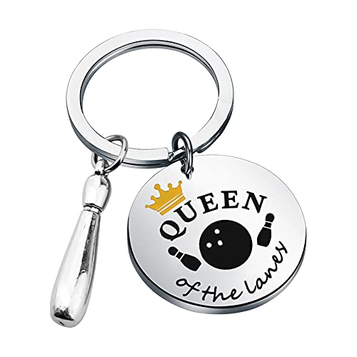 Llavero de bowling de acero inoxidable para regalo de jugadoras Queen of Lanes