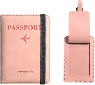 Showday Passport Wallets Travel Holder Set, Honeymoon travel Luggage Tags,Slim Passport Case Covers for Wedding Bridal Shower Gift Mr and Mrs Luggage Tags Couples Passport Holder Set (Pink)