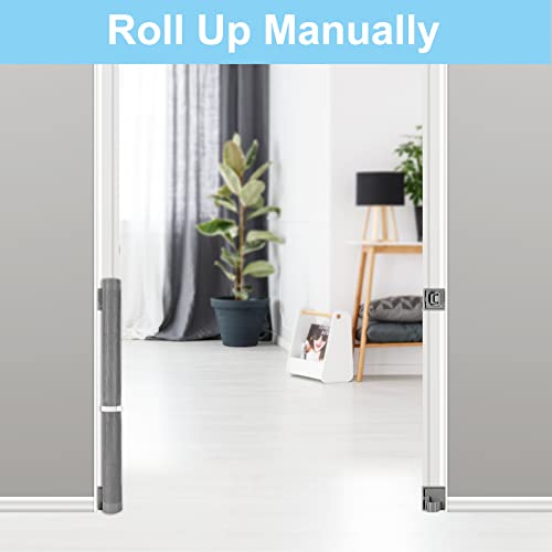 Mesh Baby Gate For Stairs Roll Up Manually Dog Gates For The House Support Screw And Adhesive Outdoor Deck Pet Gates For Dogs Indoor Not Adjustable Child Safety Gate (34" Tall X 51" Wide) #TOP5