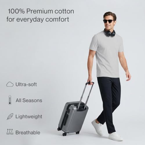Image of 100% Cotton Premium Crew Neck T-Shirt, Classic Tee for Men Short Sleeve | No Poking Labels, Ultra-Soft, Breathable, Everyday Essential, All Day Active Wear