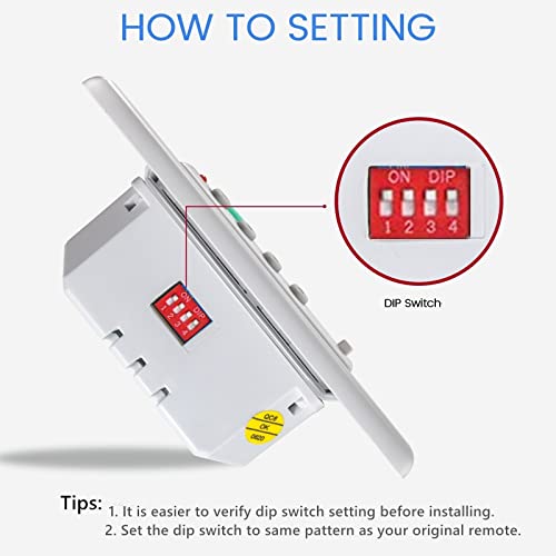 UC9050T Ceiling Fan Remote Control Kit, Adjustable 3 Fan Speed, Light Dimmer, Compatible with 53T 35T HD5 (Wired Transmitter & Receiver)