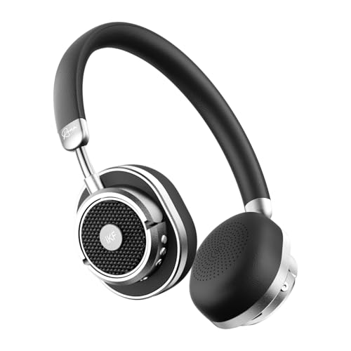 iKF Rona Adaptive Noise Cancelling Wireless Headphones, on ear Retro bluetooth Headphones with Hi-Res Audio, Up To 75H Playtimes, HD Mic, Transparency Mode for Travel Home Office(Black)