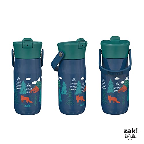 Zak Designs Harmony Kid Water Bottle For Travel Or At Home, 14Oz Recycled Stainless Steel Is Leak-Proof When Closed And Vacuum Insulated (Animal) #TOP3