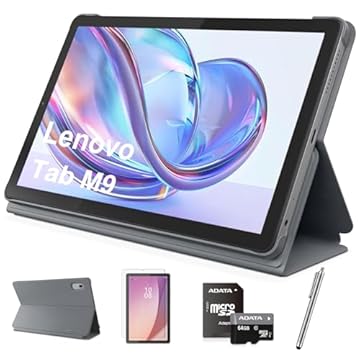 Lenovo Tablet Tab M9 HD de 9 polegadas, processador Media Tek Helio G80 de 8 núcleos, Android 12 ou posterior, 3 GB de RAM, 32 GB de armazenamento, Dolby Atmos, Wi-Fi, Bluetooth, USB-C, cinza, com