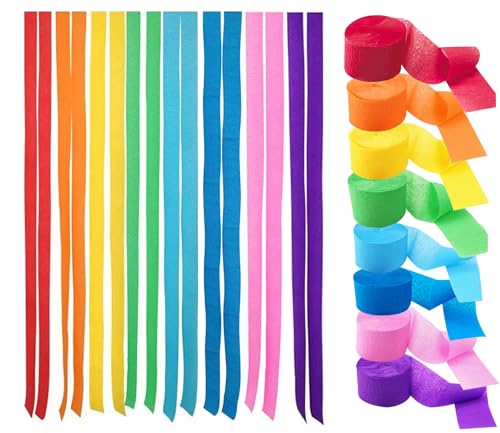8 Rolls Krepppapier Bunt,Kreppbänder Regenbogen,Multicolor Papier Streamer...