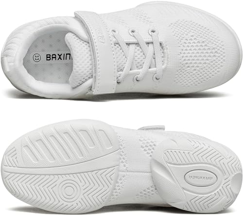 BAXINIER Girls White Cheerleading Dance Shoes Breathable Youth Cheer Competition Sneakers Athletic Training Tennis Shoes4