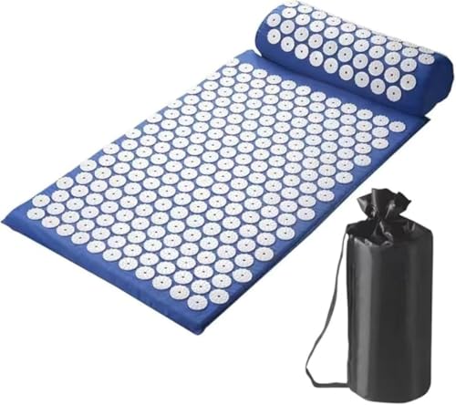 SLLS 指圧マッサージセット スパイク式ヨガシャクティマット + 枕 グレー 全身ペインリリーフ 背中・首・脚サポート ABS + 綿素材 筋肉リラックス 収納袋付き