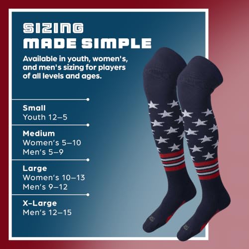 Image of TCK USA Made Over Knee Baseball Socks & Softball Socks Youth Boys, Girls, Adult - American Flag Patriotic Stars & Stripes