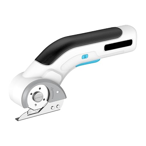 Cordless Electric Scissors: 4V Rechargeable Rotary Cardboard Cutter, 2000mAh Battery, Box Cutter for Fabric Carpet Carton Plastic Leather Cloth