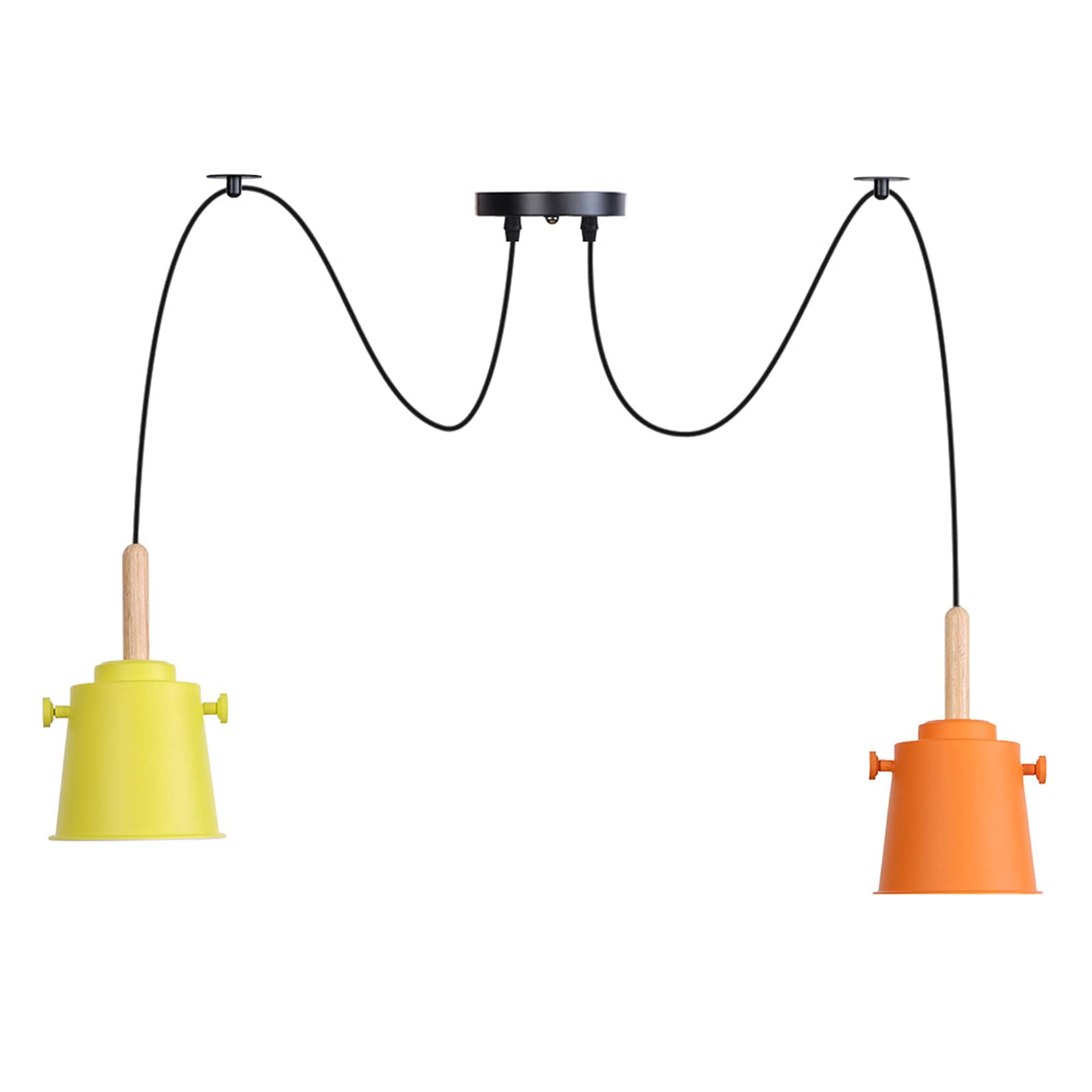 Lámpara de techo ajustable de bricolaje con cable de madera y focos coloridos multiusos