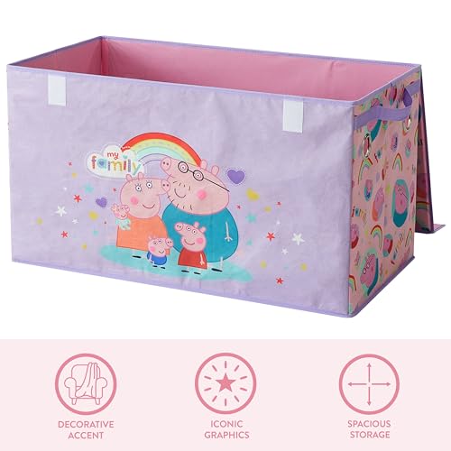 Image of Peppa Pig Collapsible Storage Trunk with Lid,Large Chest Organizer for Kids Bedroom, Playroom & Nursery,Durable Fabric Toy Box with Handles