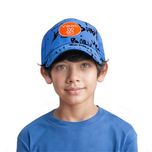 Image of VRITRAZ Unisex Kids Baseball Cap, Lightweight Adjustable Casual Sports Hat | for School, Travel and Outdoor Activities, Boys and Girls (4-12 Years)