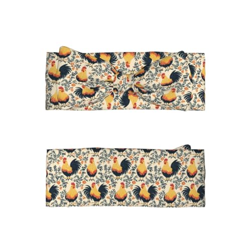Plant Rooster Print Baby Girl Bows Headbands Baby Girls Newborn Headbands Infant Toddlers 0-6 Months2