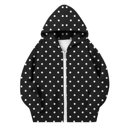 Kiavfrkp Cute Hoodies for Girls Fleece Full Zip Polka Dot Hooded Sweatshirt - image 5
