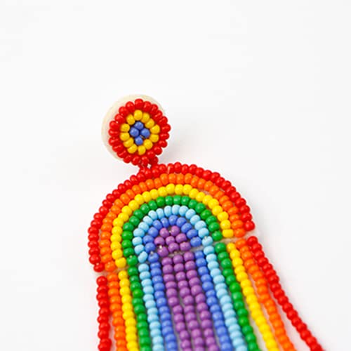 Jeanbeau Boho Rainbow Beaded Tassel Dangle Drop Earrings For Women Men Girls – Trend Long Pride Lgbt Red Yellow Purple Seed Beads Fringe Dangling Accessories Colorful Earing Jewelry #TOP7