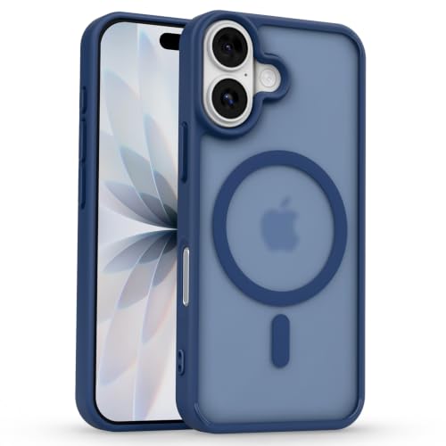 Image of Pikkme Back Cover for iPhone 16 | Mag-Safe Compatible | Smoke Frosted Transparent Matte Finish | Hard PC + Soft TPU | Shockproof | Raised Camera Protection Bumper Case (Blue Smoke Mag-Safe)