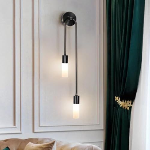 Image of Home Decore instument Full Black Wall Sconce with Dual LED Lights - Sleek Z /Black Finish for Bedroom, Living Room, Gift Item or Home Decore Wall Light Lamp Pack of 2 (Full Black)
