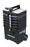 Compartimentos: 7 compartimentos, 2 compartimentos para piezas pequeñas, 4 bandejas para herramientas (giratorias), 1 contenedor grande (7 L) para accesorios de limpieza