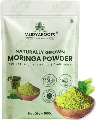 VaidyaRoots Organic Moringa Leaf Powder 500g | Sahjan, Drumstick, Murungai Leaves | Ayurvedic Superfood for Energy, Immunity & Detox | Rich in Protein, Iron, Calcium, Vitamins | Natural & Lab Tested