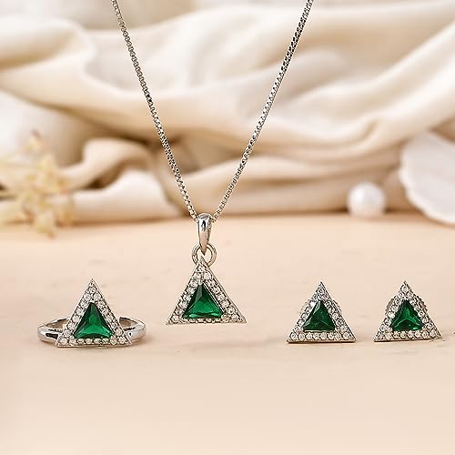Green Triangle Cut CZ Jewelry Box Set