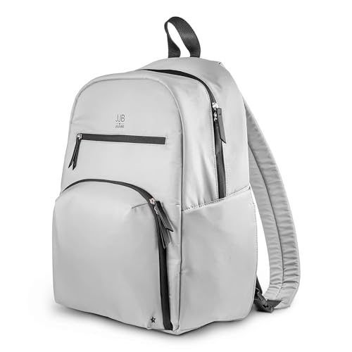 Image of JJB by JuJuBe - New Deluxe Diaper Bag Backpack with Portable Changing Pad, Stroller Straps, Large Travel Backpack for Boy or Girl, Carrying Baby Bottles, Diapers, Pacifiers, Grey, Mother's Day Gift