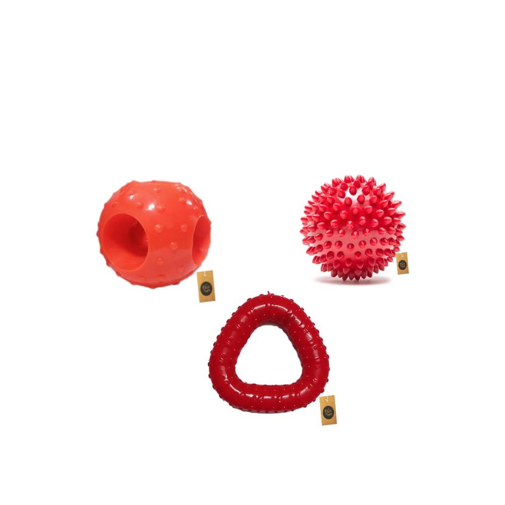 The Pets Company Rubber Dog Chew Toy Combo ( Dog Spike Ball 3" + Dog Hole Ball 3" + Triangle Dog Toy 5") | Ball Dog Toys for Small Breed Dogs & Puppies (B0BMLH8SB6) Amazon Price History, Amazon Price Tracker