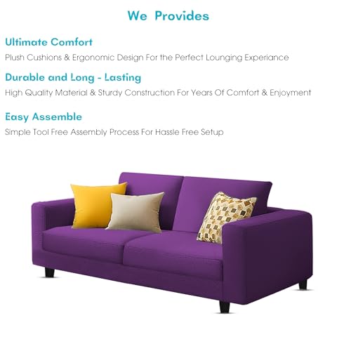 Image of Galib 2 Seater Sofa Set for Living Room (Purple Fabric) Premium Fabric Sofa Set