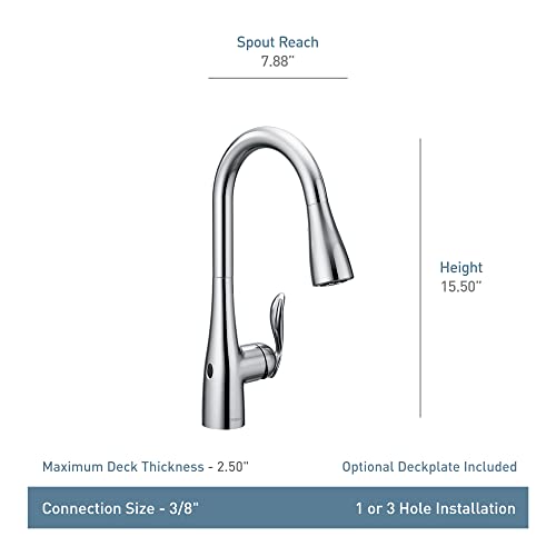 Moen Arbor Matte Black Motionsense Wave Sensor Touchless One-Handle Pulldown Kitchen Faucet Featuring Power Clean, 7594Ewbl #TOP3