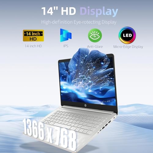 Image of HP 14 inch Chromebook with ChromeOS Flex | 8GB RAM, 64GB eMMC | Designed Purely for School and Work | Thin and Light | Game App Not Allowed | Snowflake White | No Mouse