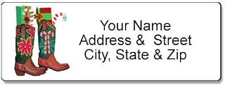 Stonehouse Colleciont | Holiday Boots Address Label | Western Christmas Customized Return Address Label | 90 Labels