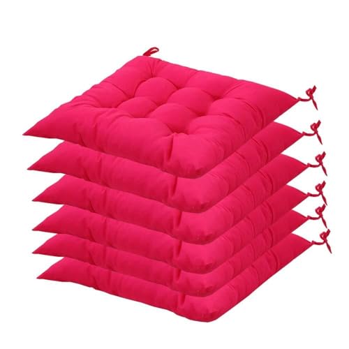 （Seat cushion only） Memory Foam Dining Chair Cushions 40x40 cm Textured Non-Slip Seat Pads with Ties Comfortable Upholstered Kitchen Cushions Set of 5-6 for Dining Room Use