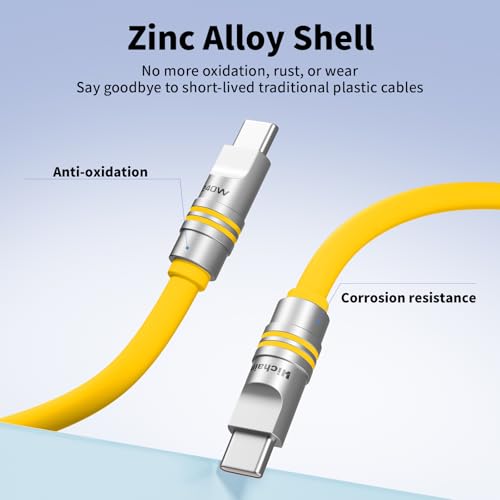 Hichain USB C Cable Phone Charge Cable 240W Fast Charging Soft Ultra-Thick Silicone Type C Cables for Cell Phone, Tablets Power Bank Charger Cord Yellow 4FT by Hichain - Image 5