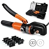Sanuke Hydraulic Crimping Tool 10 Tons 12 AWG to 2/0 AWG, Battery Cable Lug Wire Terminal Crimper with 9 Die Sets, 1/8” Wire Rope Crimping Tool