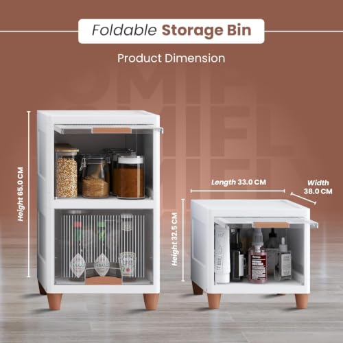 Image of HOMIFLY 2 Tier Kitchen Cabinet Storage Rack /Multipurpose Cupboard for Storage /Modular Kitchen Storage Rack /Almirah for Bedroom /Stackable Plastic Cabinet for Home /Cloth Organizer-(Transparent)