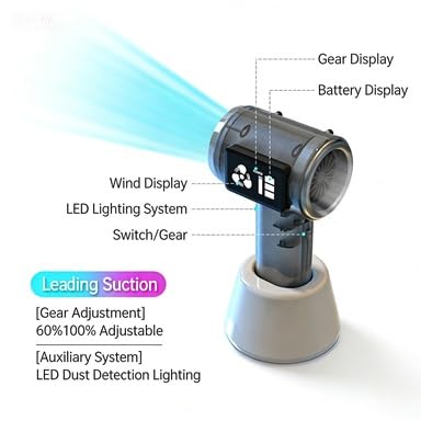 Aspirateur auto sans fil compact avec écran numérique haute performance