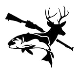 Sunset Graphics & Decals Fish Deer Gun Decal Vinyl Car Sticker Fishing Hunting | Cars Trucks Vans Walls Laptop | Black | 5.5 x 5 inches | SGD000006A