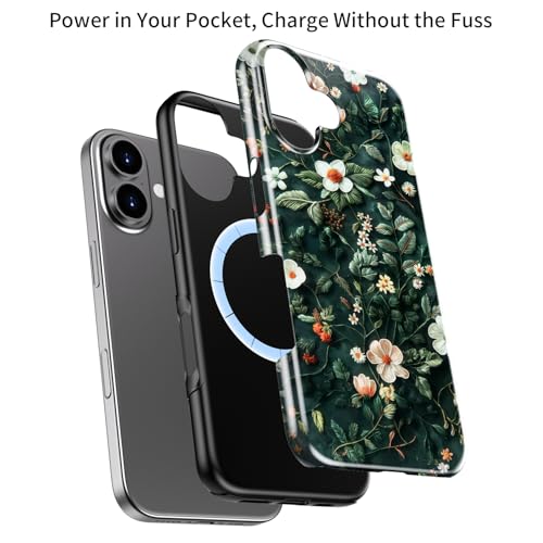 Goodon for iPhone 16 Plus Case - Wireless Charging - Dual-Layer Hard Shell & Silicone Cover - Protective Phone Case with Cute Wildflower Designs for Women - Floral Elegance by Goodon - Used condition - Image 3
