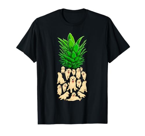 Funny Hawaii Pineapple Golden Retriever Dogs Summer Vacation T-Shirt