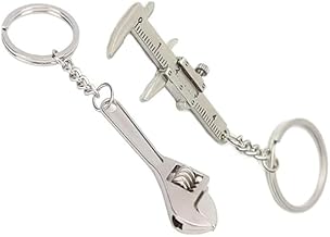 Mini Wrench Portable Hand Tool Keychain 1 pc with Mini Vernier Caliper Keychain 1pc,hain Adjustable Key Spanner Wrench Universal Chain Universal ForGift, Set of 2.
