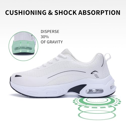 Womens Arch Support Walking Shoes Orthotic Sneakers for Plantar Fasciitis Foot Heel Pain Relief Tennis Running Shoes White Size 74