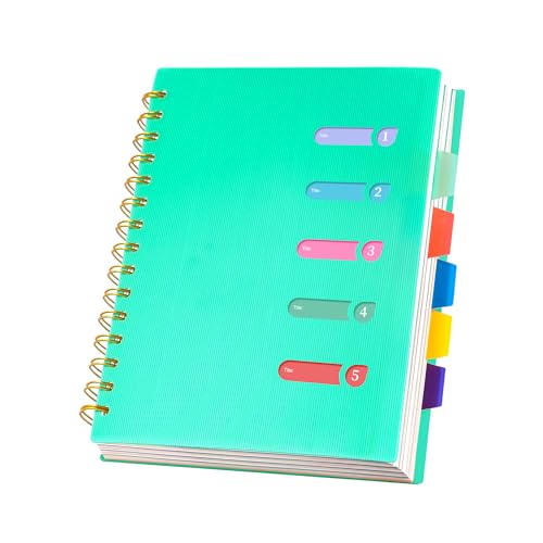 Yoment 5 Subject Notebook College Ruled Small Spiral Notebook 5x7