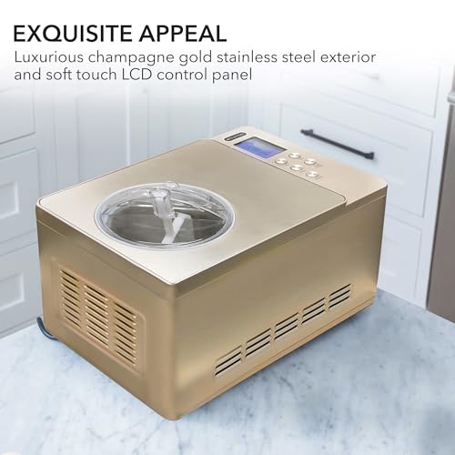 Whynter Eismaschine & Joghurt Automatik 2 Qt. mit eingebautem Kompressor, LCD-Digitalanzeige & Timer, kein Vorfrieren, ICM-220CGY, Champagner Gold – Bild 6