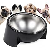 Tilted Dog Bowl for Flat-Faced & Senior Dogs, 15° Slanted Stainless Steel Dog Food Bowl, Elevated Pet Feeder for Small & Medium Dogs, Comfortable Eating Design (Black, M (420 ML / 1.5 Cups))