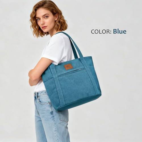 Image of Womens Shoulder Handbags Heavy Duty Canvas Work Tote Retro Bucket Bag
