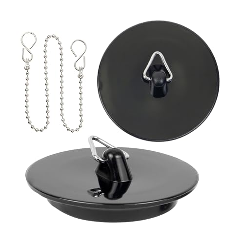 Tapones universales, 2 Piezas, Incluye 1 x Cadena de tapón de 30 cm, de Fregadero, de Cocina, para Desagües de 1-1/2, Ø 42 a 38 mm, de PVC, Tapón de Drenaje para Fregadero de Cocina y Baño, Tapones