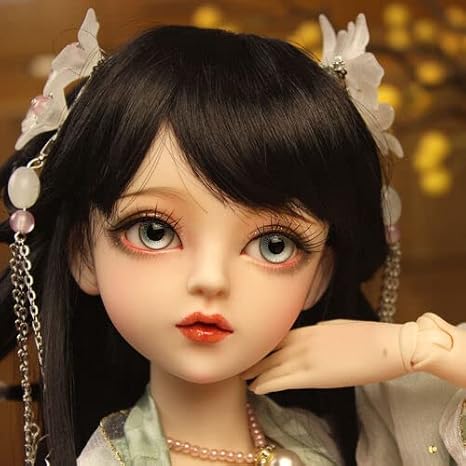 Meeler BJD Doll Full Set 1/3 Sphere Joint Doll Girls 60cm SD Hard Vinyl Sphere Joint Doll Handmade Chinese Style Beautiful Girl Wearing Chinese Style Han Clothes Cute Smart Playful Brunette Girl Full