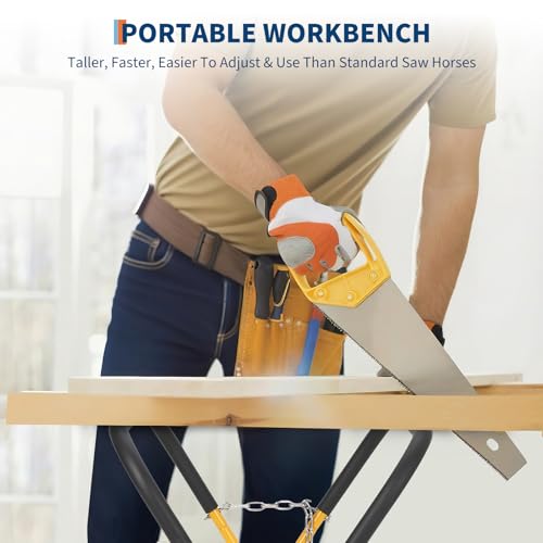 750 LBS Portable Work Stand, 3 Pack, Folding Work Bench for Bumpers by IDEALHOUSE - Used condition - Image 4