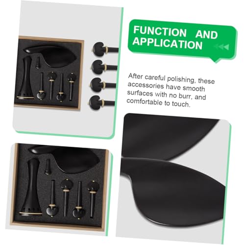 Happyyami 小提琴ウッドクラフトアクセサリー 耐久性専門的交換パーツ チークレスト テールピース チューニングペドピン付き バイオリン愛好