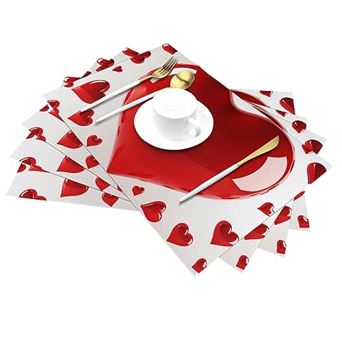 Set de table cœur lavable antidérapant pour linge de table résistant