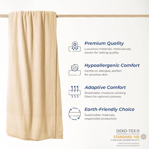 Thread Spread TS-CO-BL-TWIN-BEIGE Organic Gots Certified Cotton Blanket thumb #1